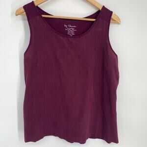 Chico’s Top Women’s Medium Maroon Faux Suede Pinhole Texture Lightweight Western